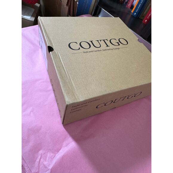 NIB Coutgo Womens Ankle Boots Chunky Block Heel Two Tone Round Toe Side Zipper 8 - Picture 3 of 9